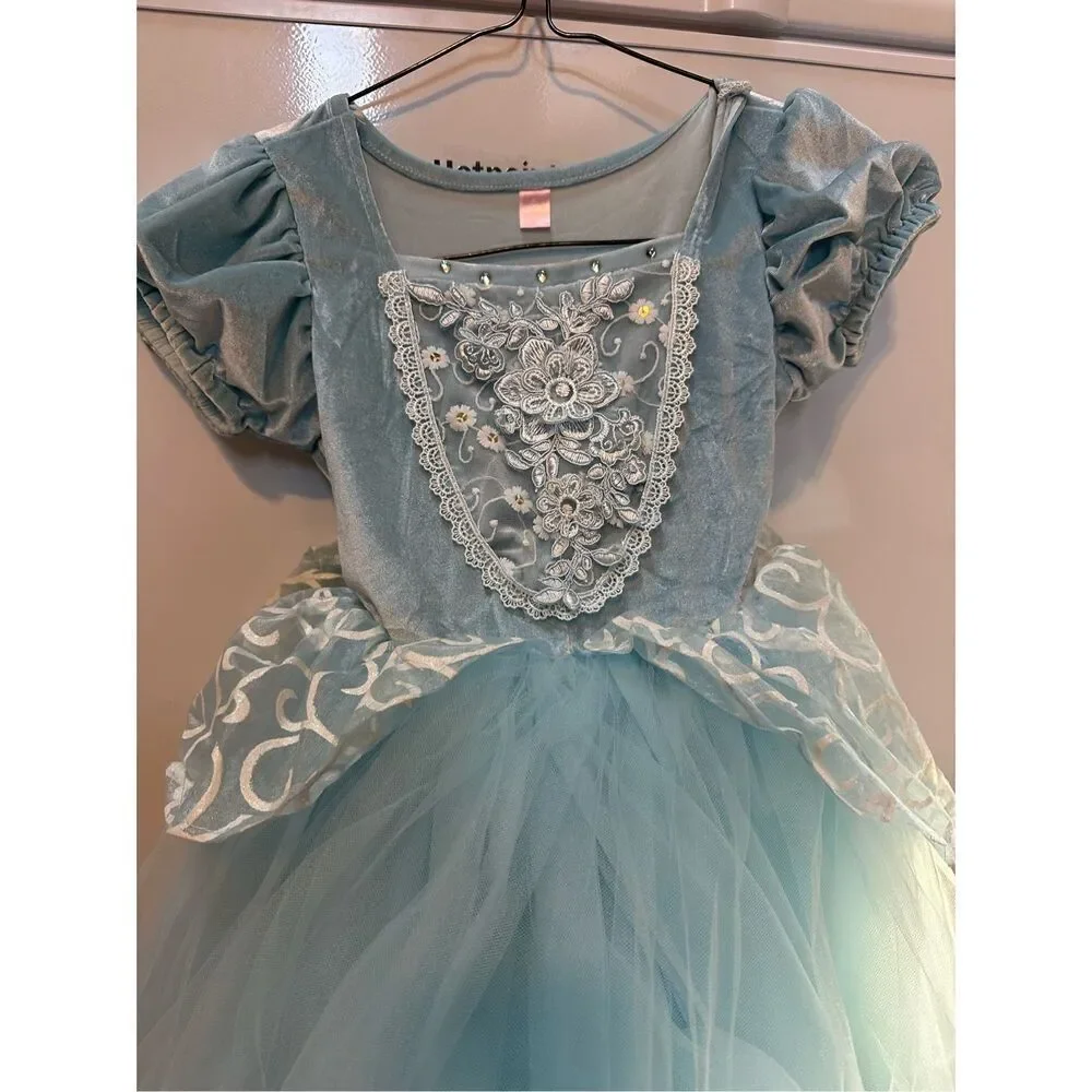 Cinderella Dress Blue with necklace | Toddler girl Size 4-5